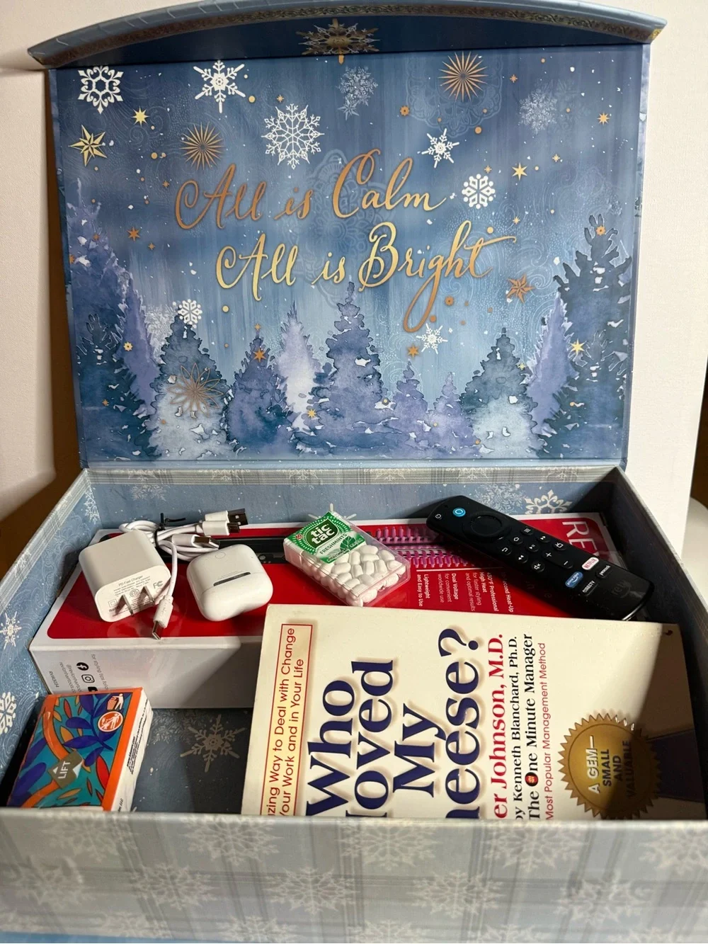 Gift Box “All Is Bright “Blue Holiday with Gold Script